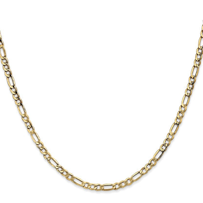 3.5mm Semi-Solid Figaro Chain - Yellow Gold