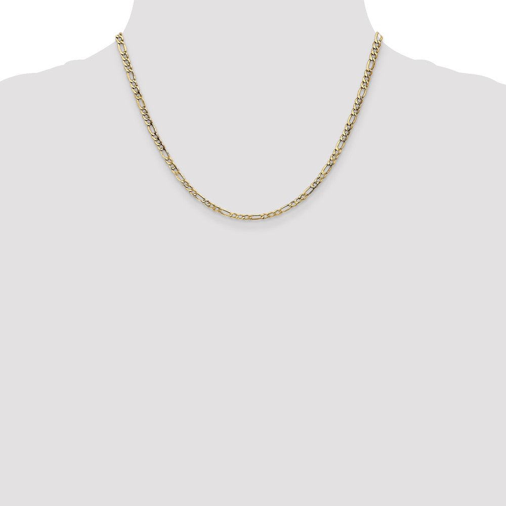 3.5mm Semi-Solid Figaro Chain - Yellow Gold