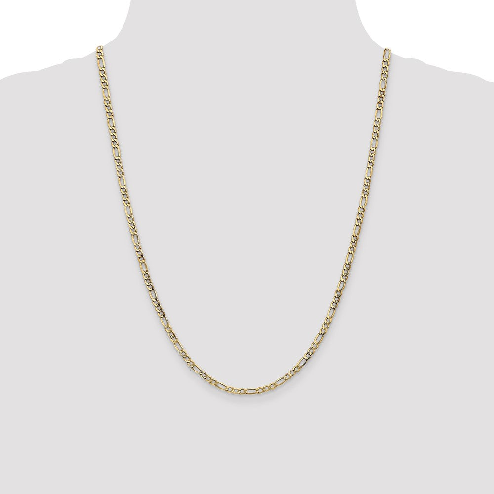 3.5mm Semi-Solid Figaro Chain - Yellow Gold