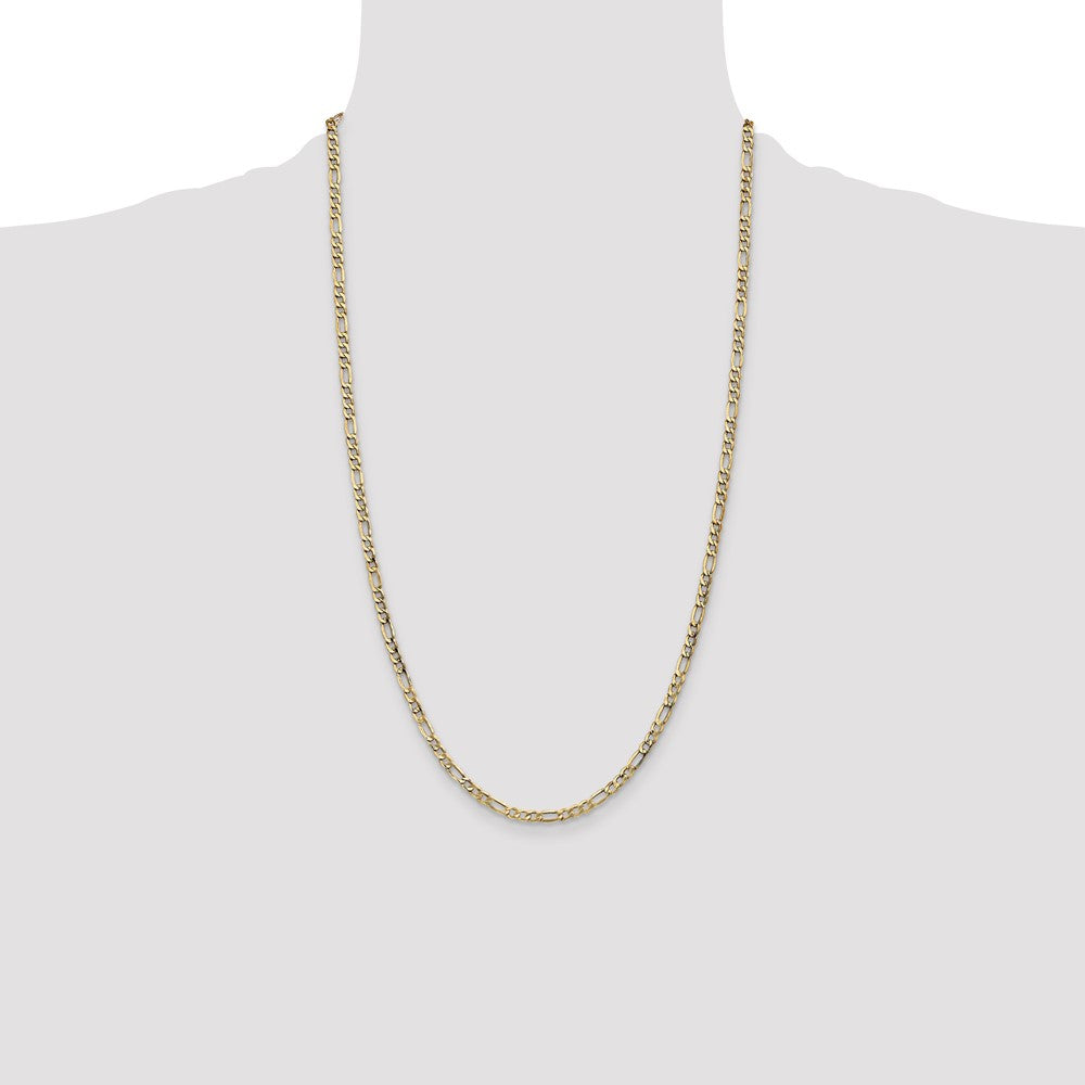 3.5mm Semi-Solid Figaro Chain - Yellow Gold