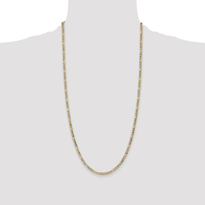3.5mm Semi-Solid Figaro Chain - Yellow Gold