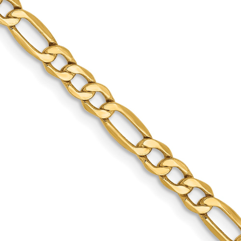 3.5mm Semi-Solid Figaro Chain - Yellow Gold