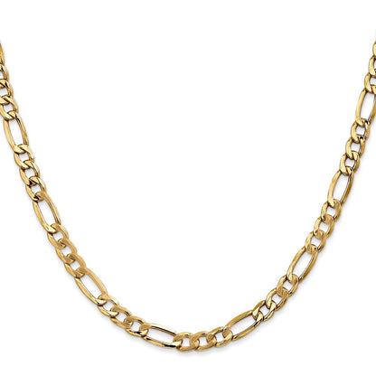 5.75mm Semi-Solid Figaro Chain - Yellow Gold