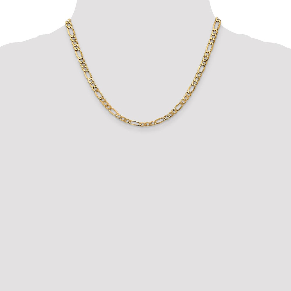 5.75mm Semi-Solid Figaro Chain - Yellow Gold