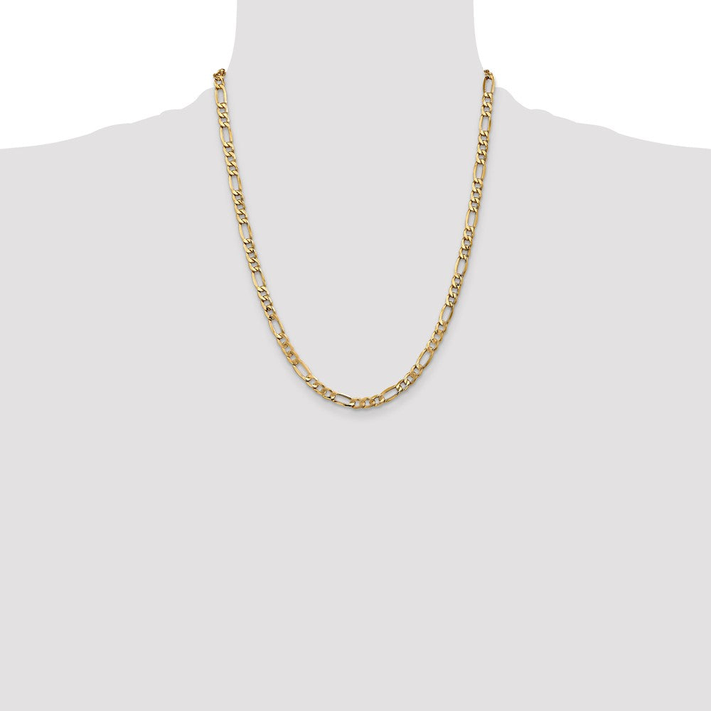 5.75mm Semi-Solid Figaro Chain - Yellow Gold