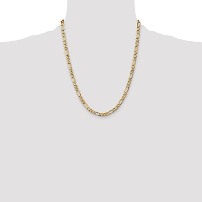 5.75mm Semi-Solid Figaro Chain - Yellow Gold