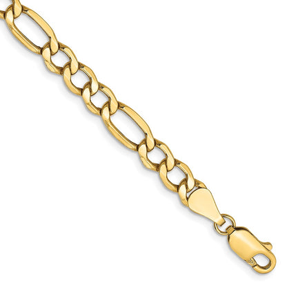 5.75mm Semi-Solid Figaro Chain - Yellow Gold