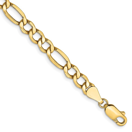 5.75mm Semi-Solid Figaro Chain - Yellow Gold