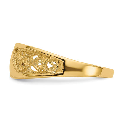 10K Polished Filigree Ring