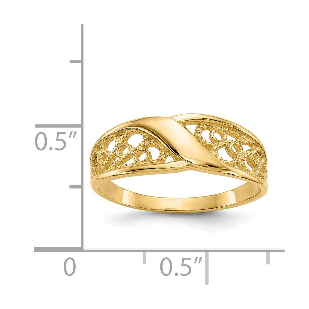 10K Polished Filigree Ring
