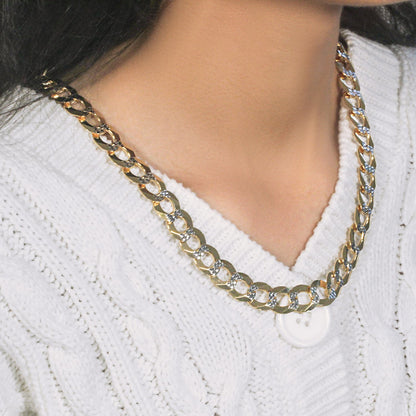 14k Two Tone Gold Pave Curb Chain