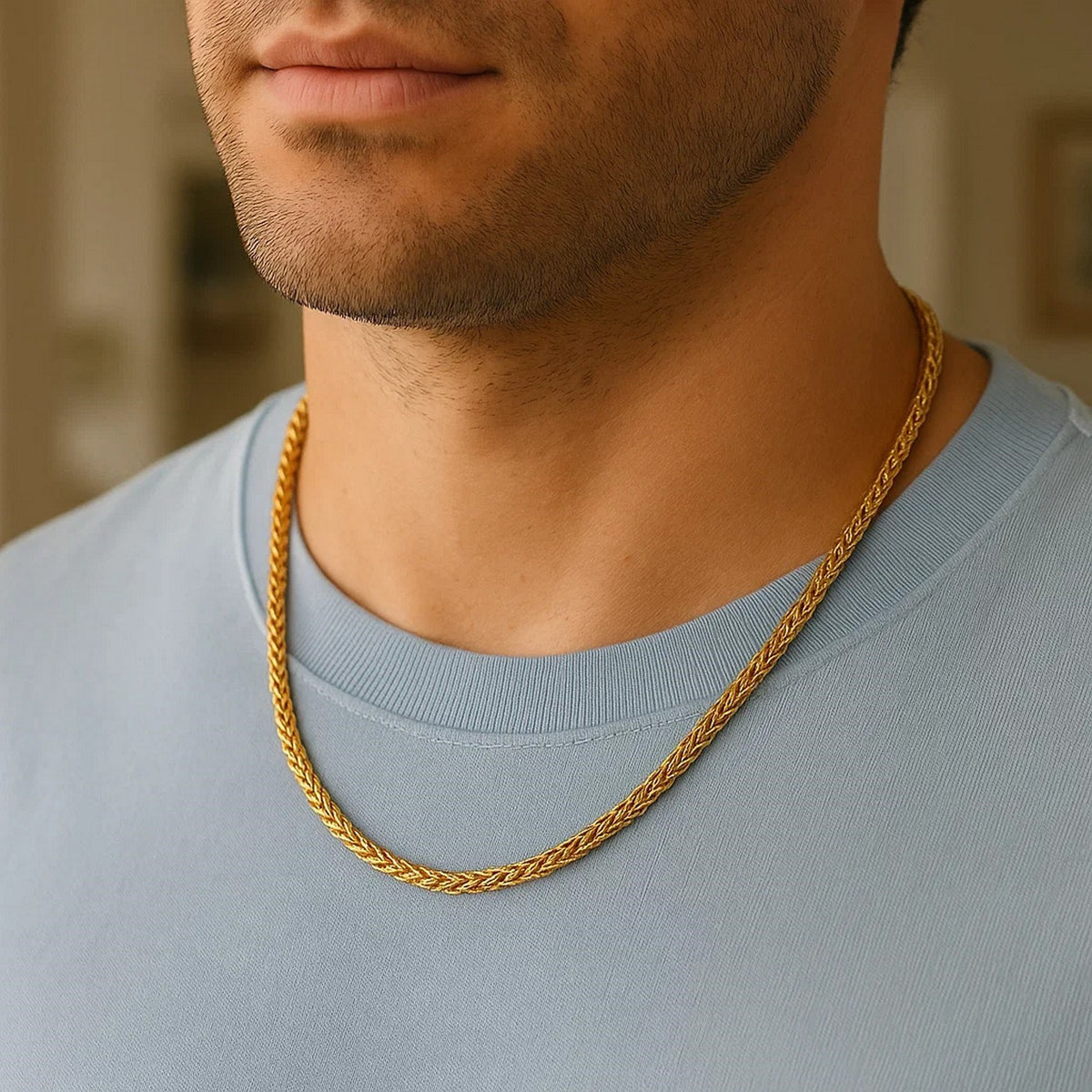 14k Yellow Gold Diamond Cut Round Franco Chain