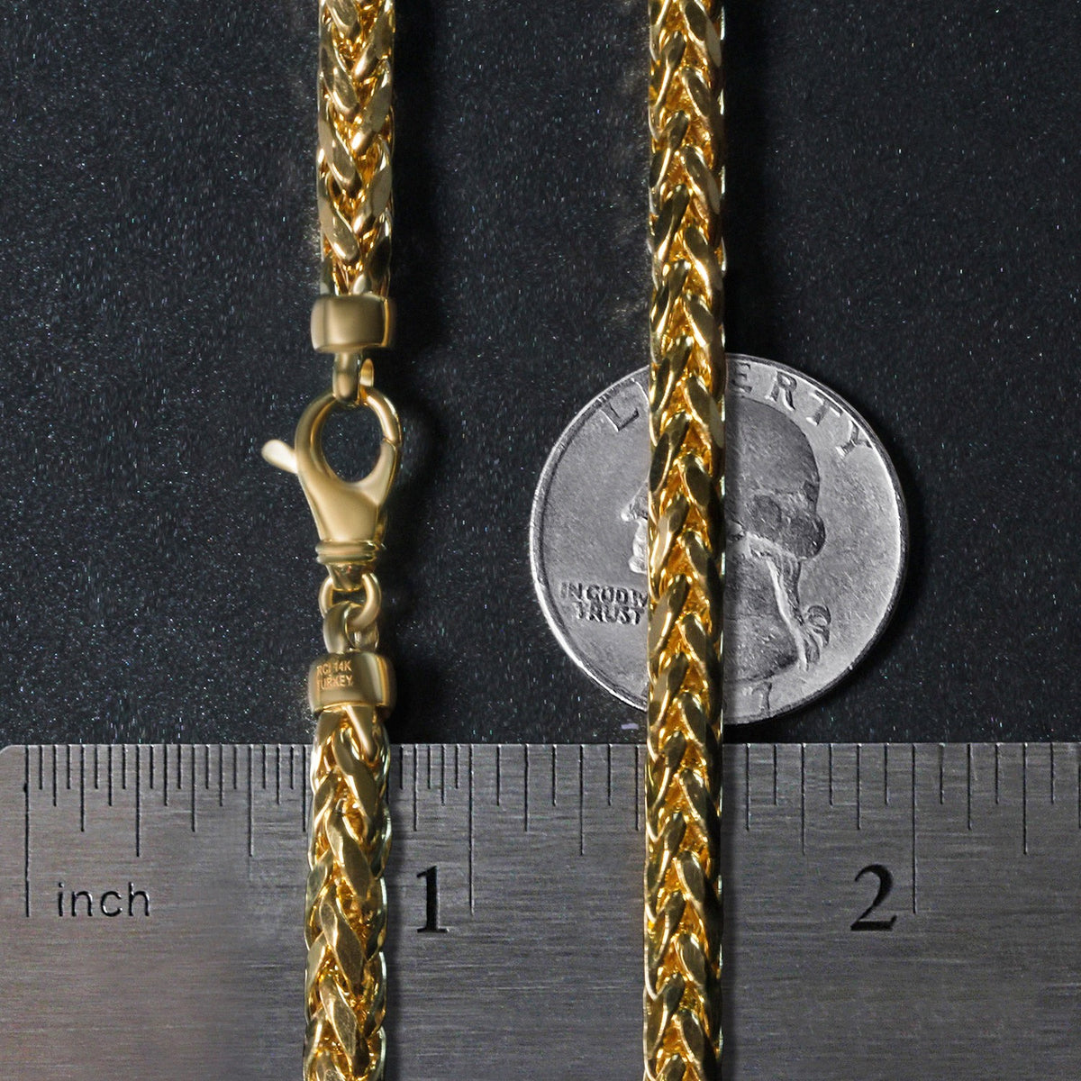14k Yellow Gold Diamond Cut Round Franco Chain