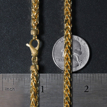 14k Yellow Gold Diamond Cut Round Franco Chain
