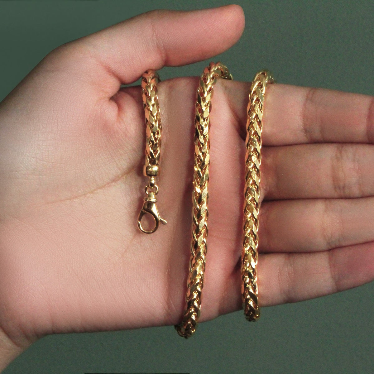 14k Yellow Gold Diamond Cut Round Franco Chain