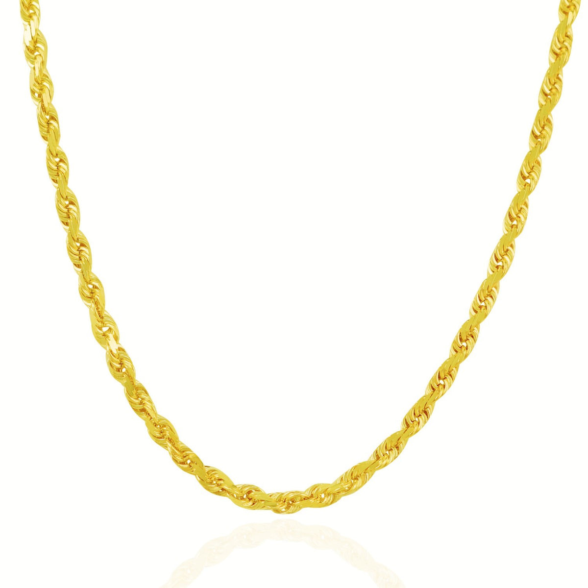 14k Yellow Gold Solid Diamond Cut Rope Chain