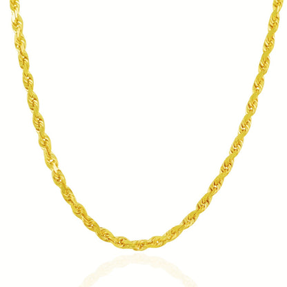 14k Yellow Gold Solid Diamond Cut Rope Chain