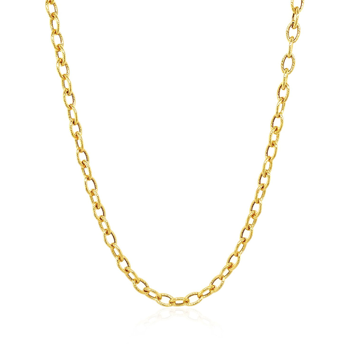 14k Yellow Gold Pendant Chain with Textured Links