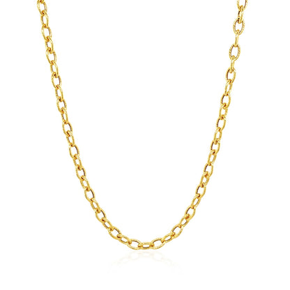 14k Yellow Gold Pendant Chain with Textured Links
