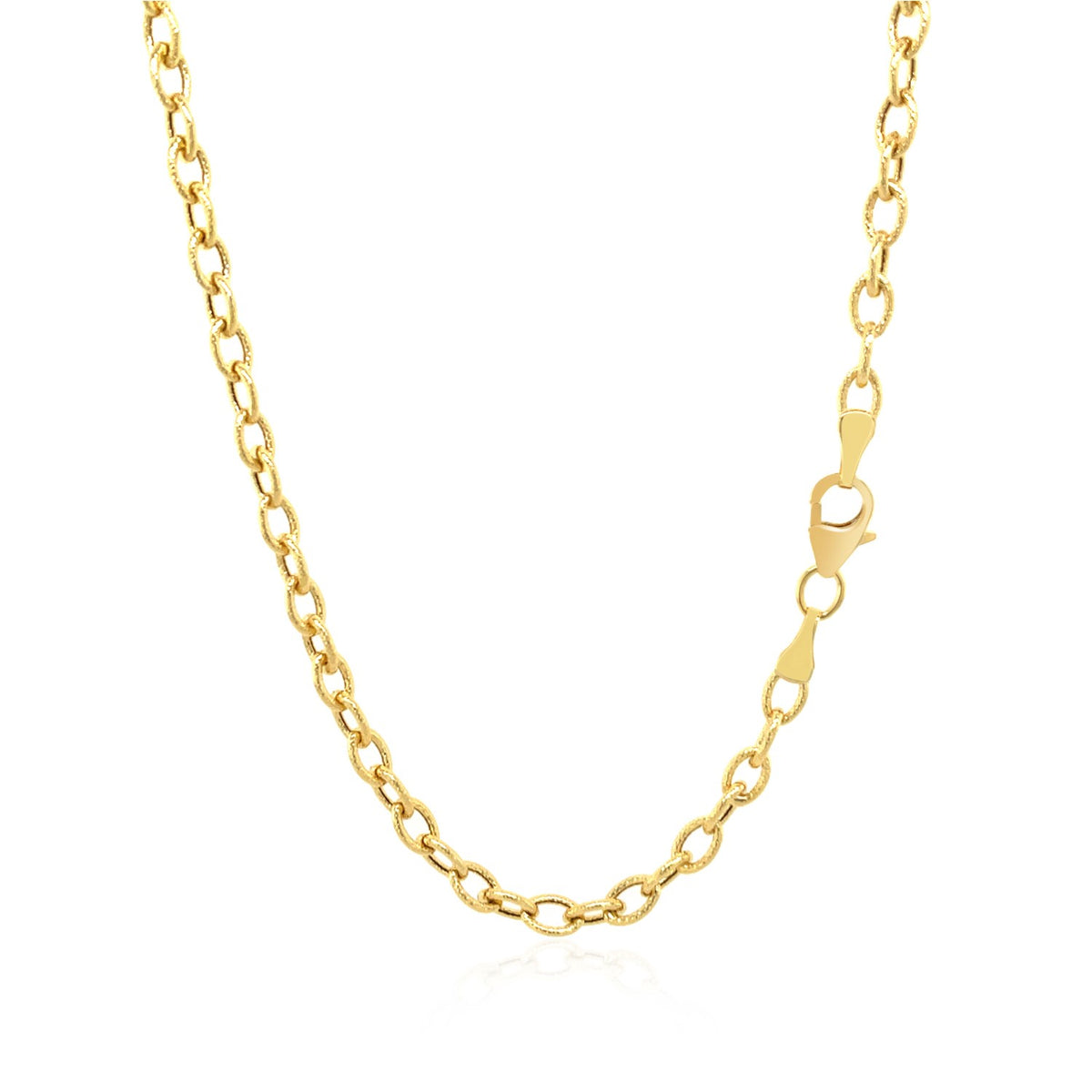 14k Yellow Gold Pendant Chain with Textured Links