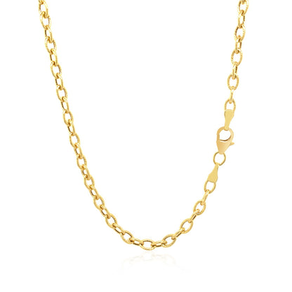 14k Yellow Gold Pendant Chain with Textured Links