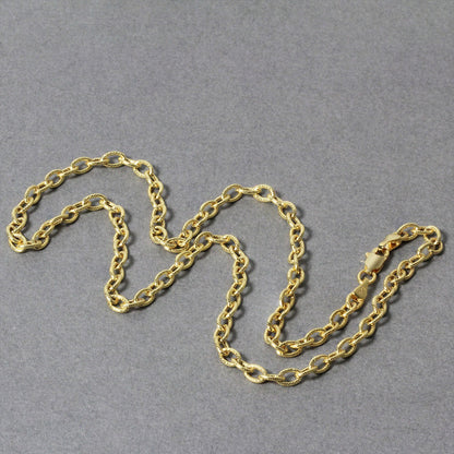 14k Yellow Gold Pendant Chain with Textured Links