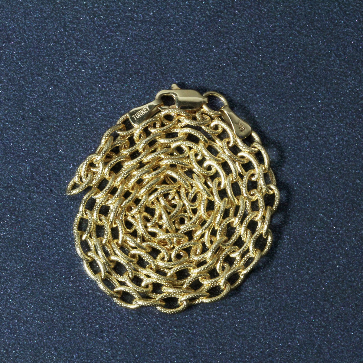 14k Yellow Gold Pendant Chain with Textured Links