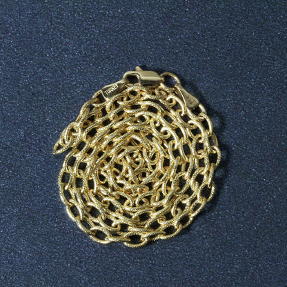 14k Yellow Gold Pendant Chain with Textured Links