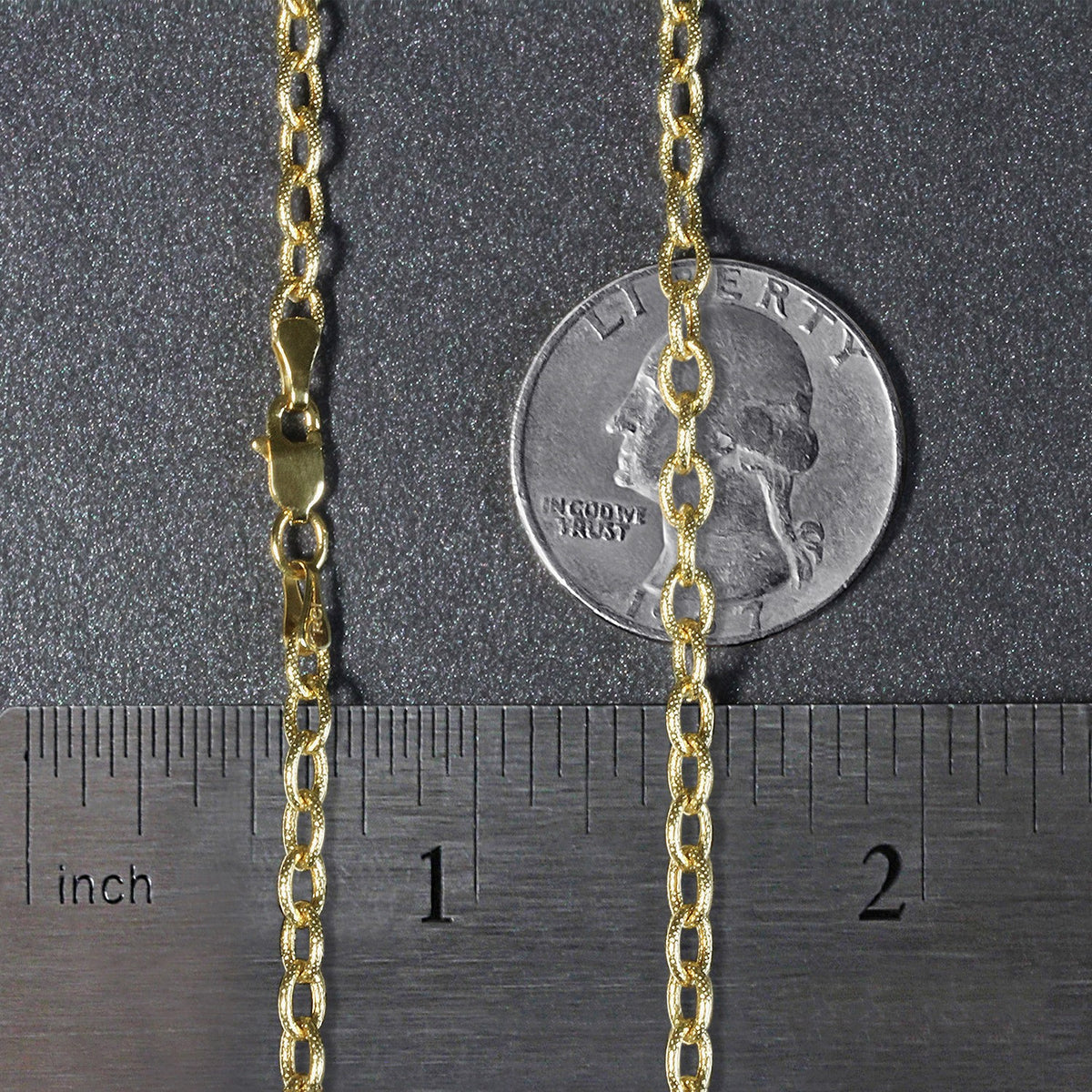 14k Yellow Gold Pendant Chain with Textured Links