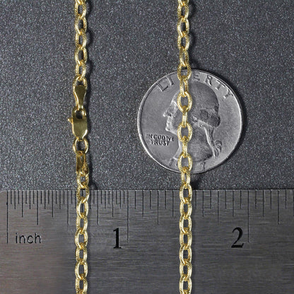 14k Yellow Gold Pendant Chain with Textured Links