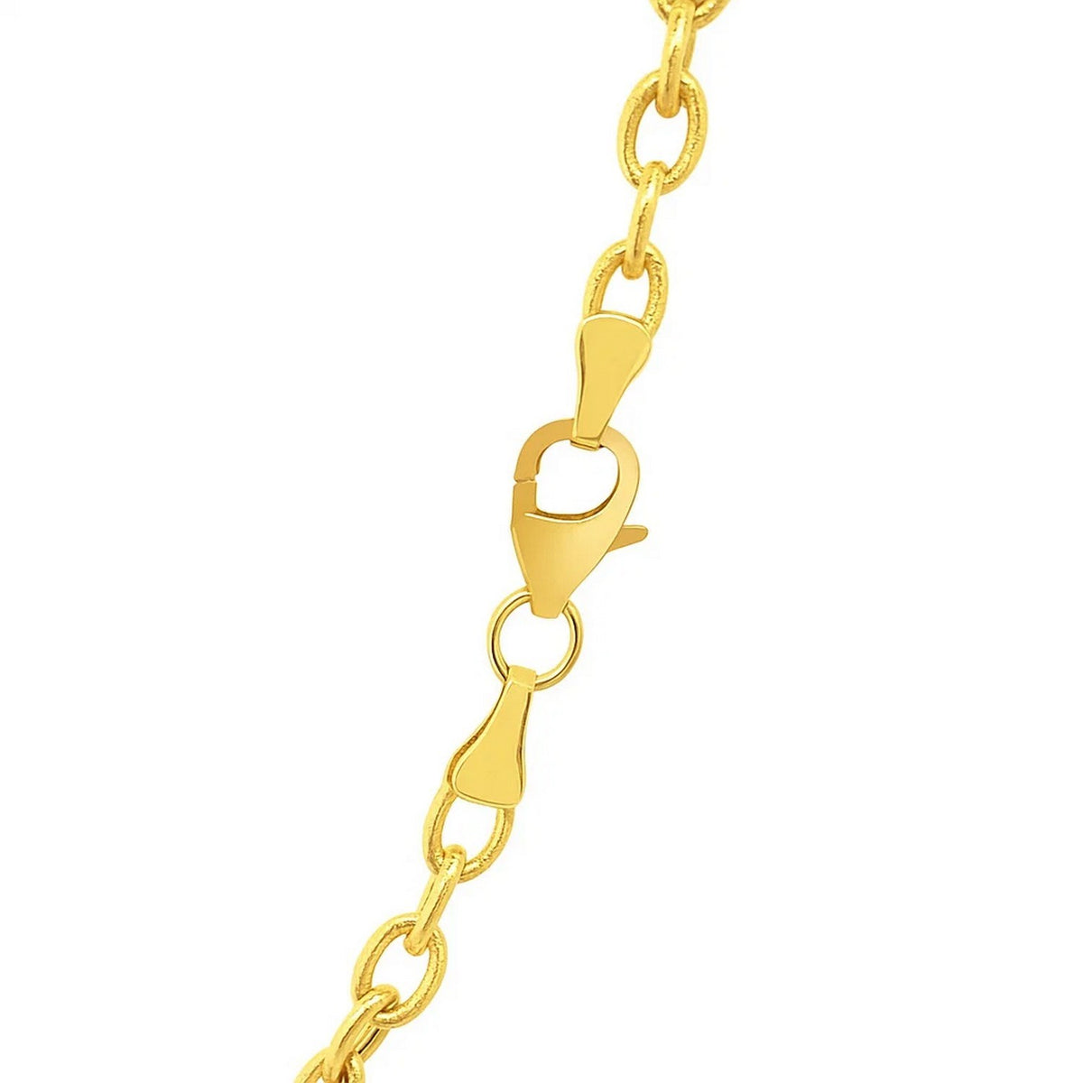 14k Yellow Gold Pendant Chain with Textured Links