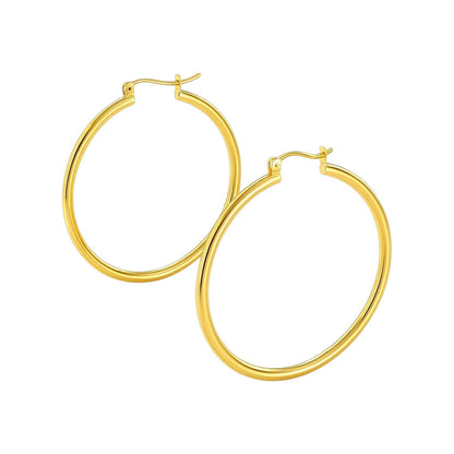 14k Yellow Gold Polished Hoop Earrings (1.5x40mm)