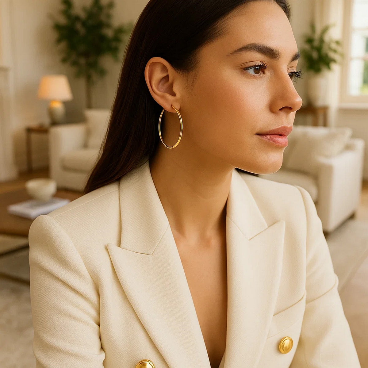 14k Yellow Gold Polished Hoop Earrings (1.5x40mm)