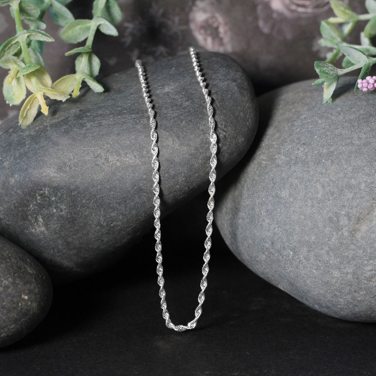 14k Yellow Gold Solid Diamond Cut Rope Chain
