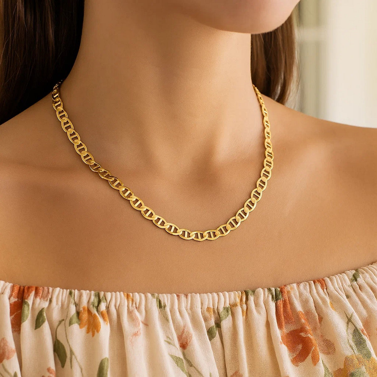 14k Yellow Gold Mariner Link Chain