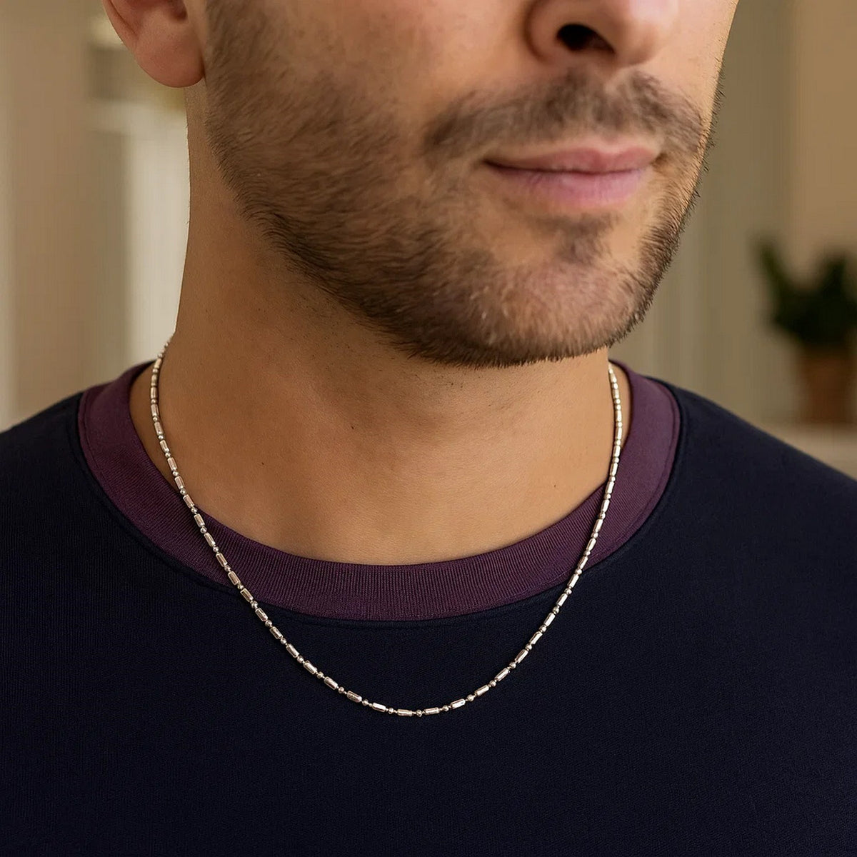 14k Diamond-Cut Alternating Bead Chain