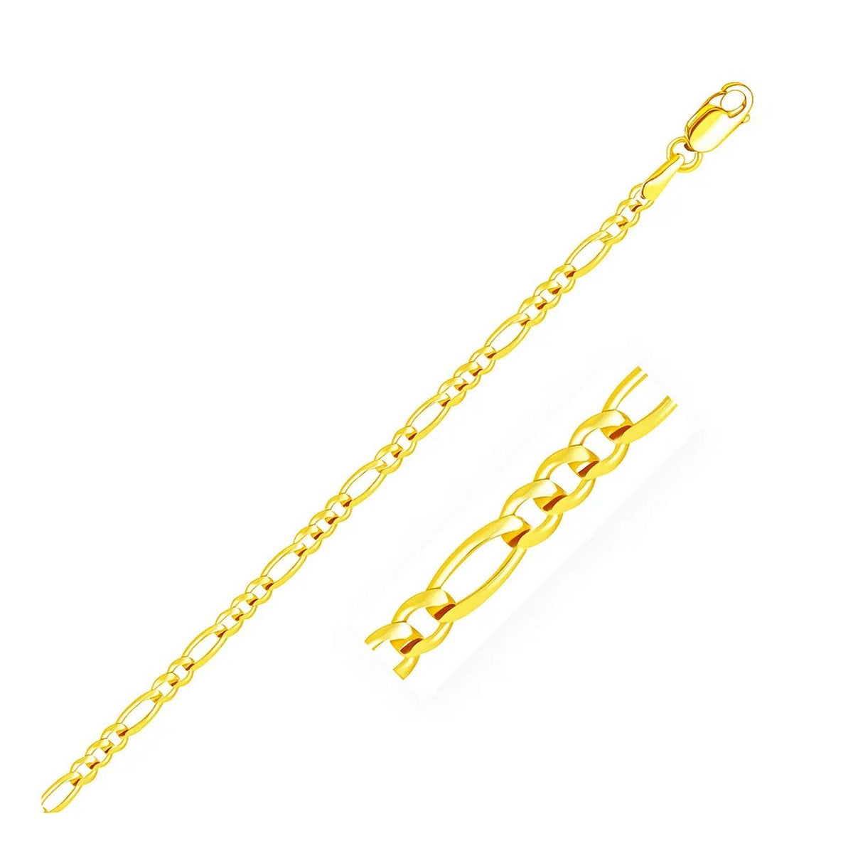14k Solid Figaro Bracelet (3.00 mm)