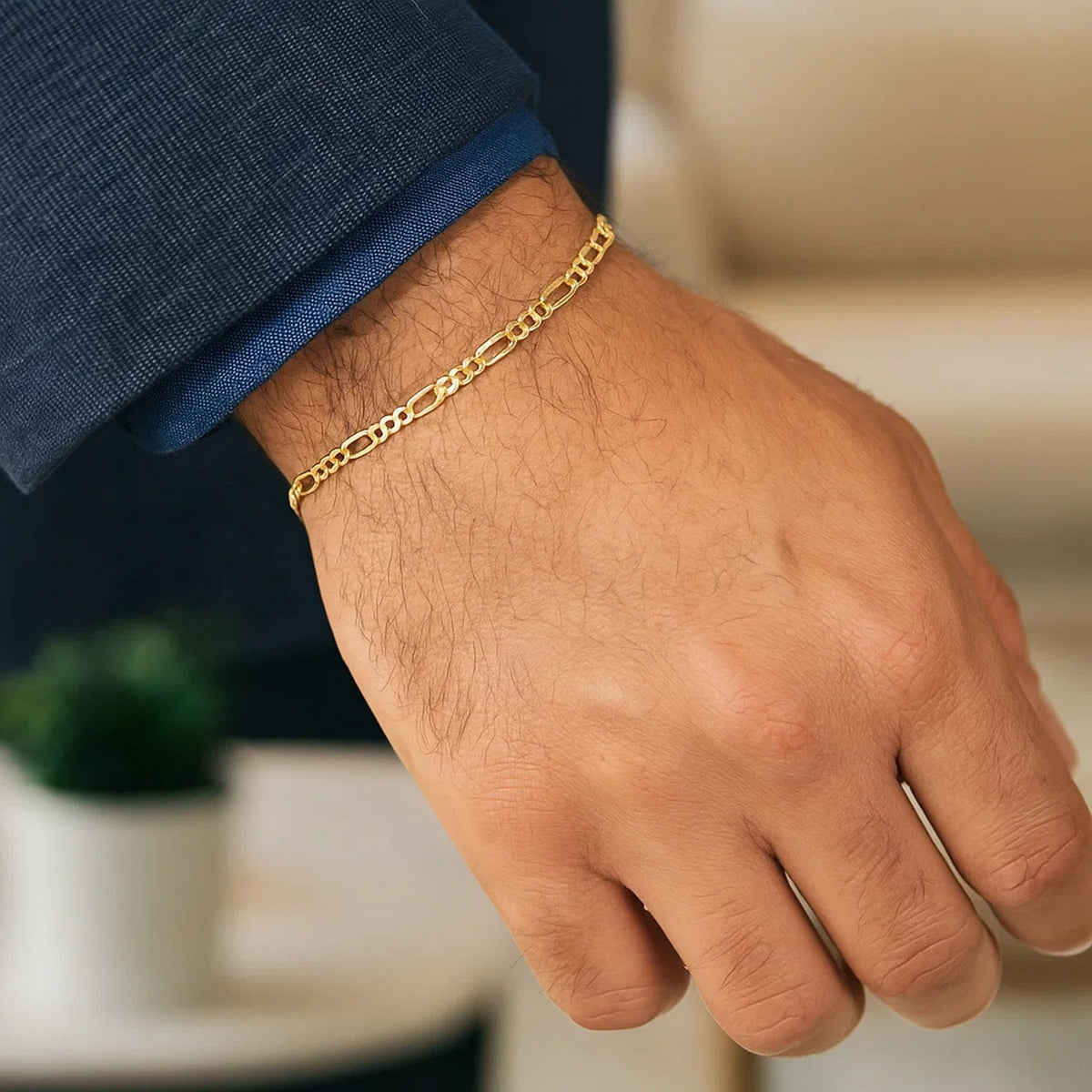 14k Solid Figaro Bracelet (3.00 mm)