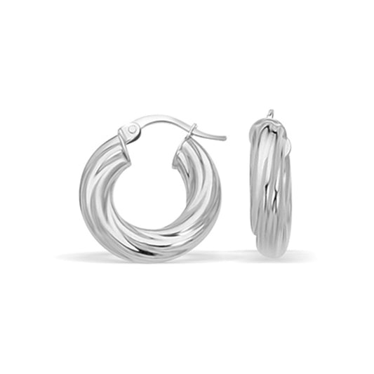 14k Fancy Twist Hoop Earrings