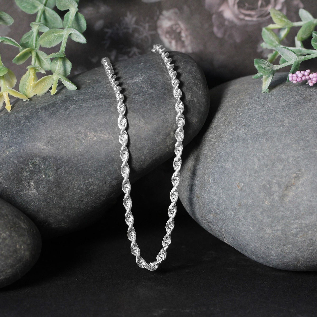 14k Yellow Gold Solid Diamond Cut Rope Chain