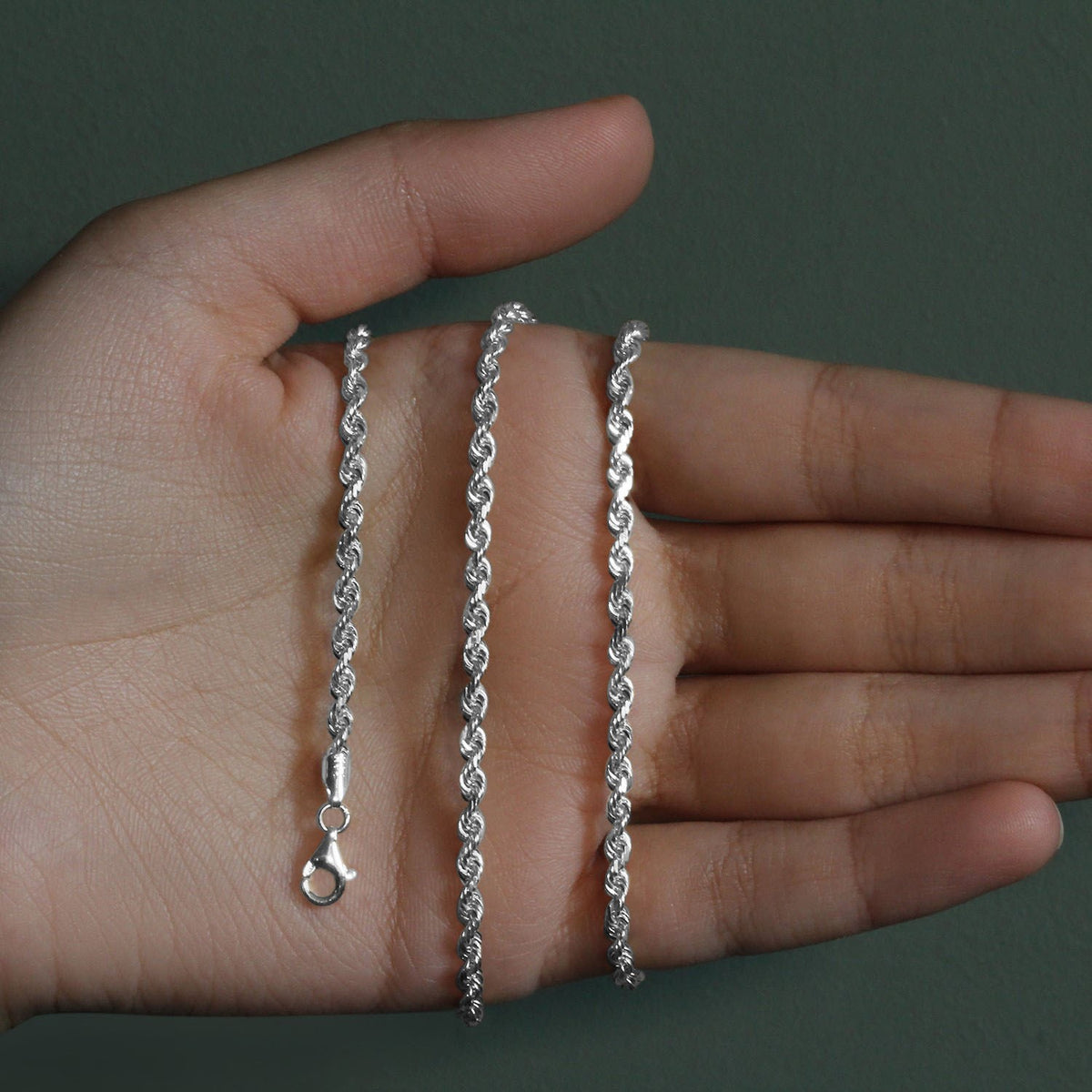 14k Yellow Gold Solid Diamond Cut Rope Chain