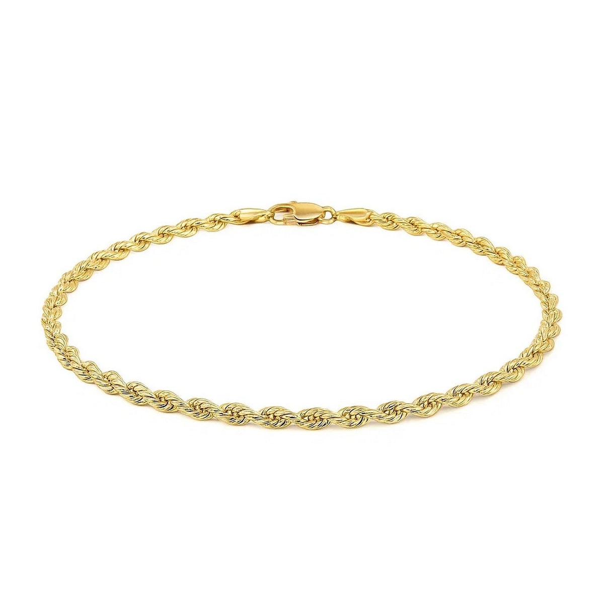 14k Solid Diamond Cut Rope Bracelet (4.00 mm)