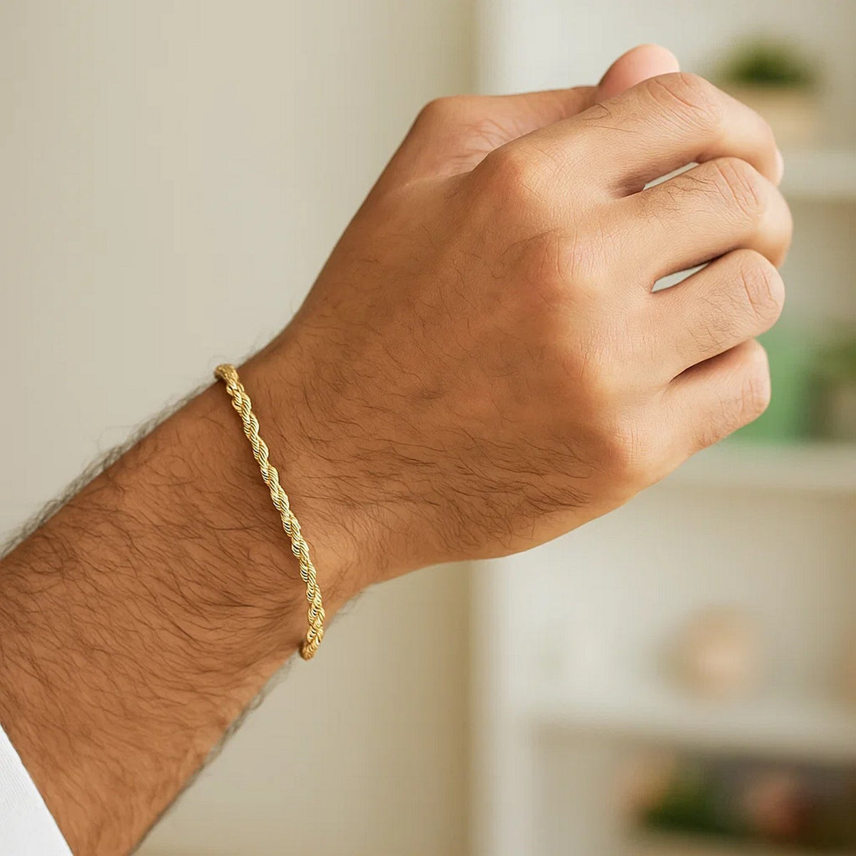 14k Solid Diamond Cut Rope Bracelet (4.00 mm)