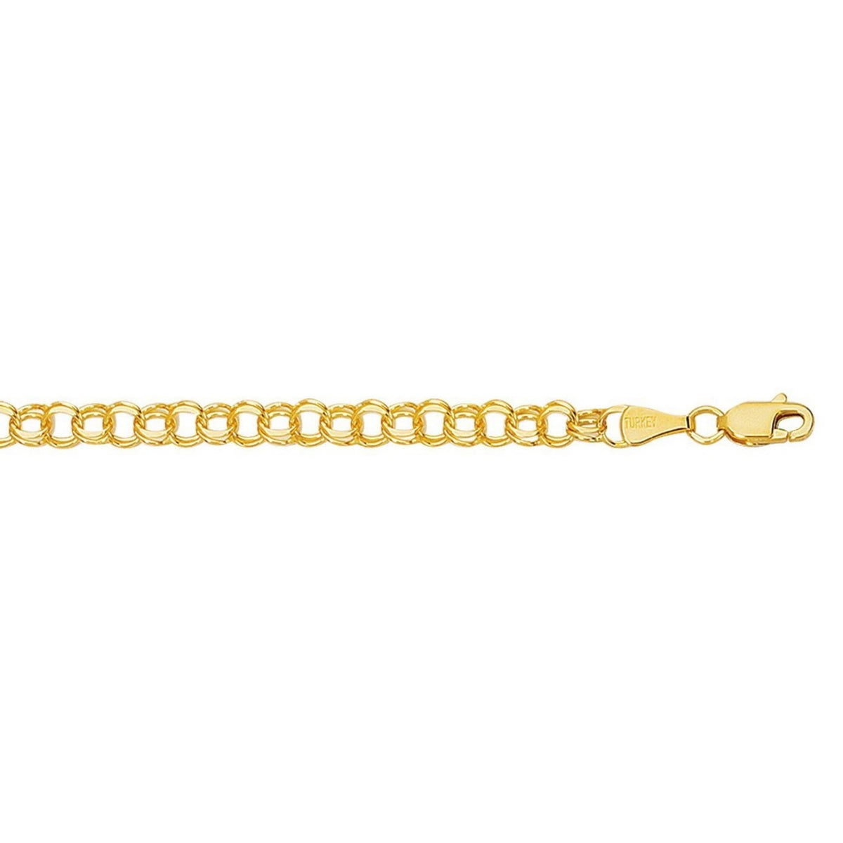 14k Solid Double Link Charm Bracelet (5.00 mm)