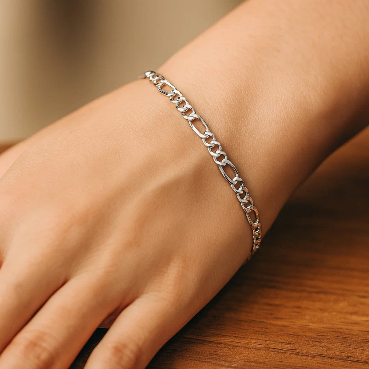 14k Solid Figaro Bracelet (3.00 mm)