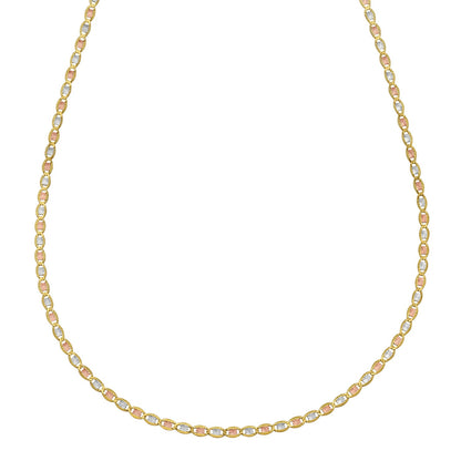 14K Tri Color Gold Pave Valentino Chain