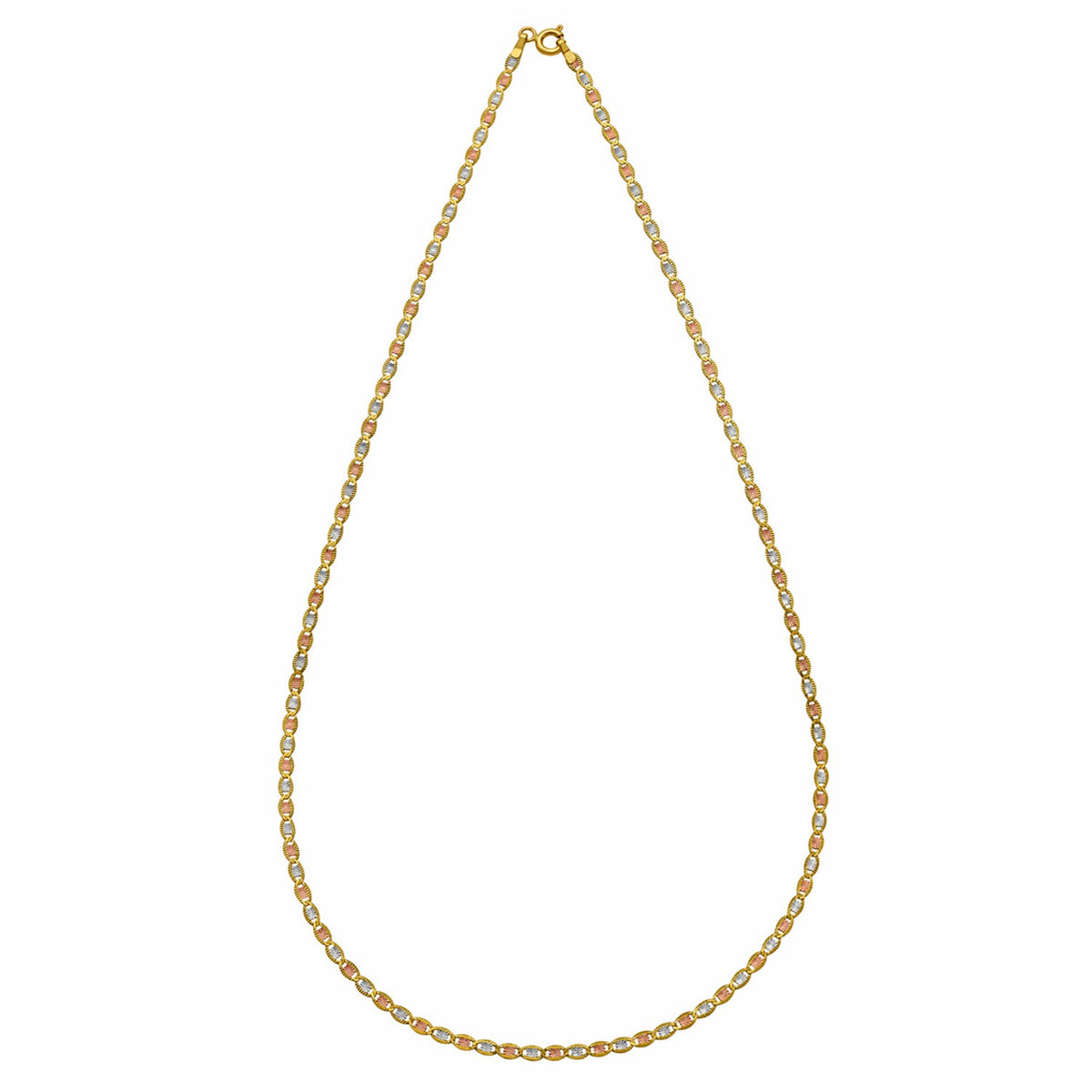 14K Tri Color Gold Pave Valentino Chain
