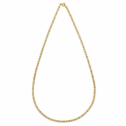 14K Tri Color Gold Pave Valentino Chain