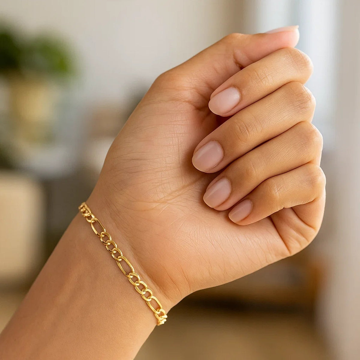 14k Solid Figaro Bracelet (3.00 mm)