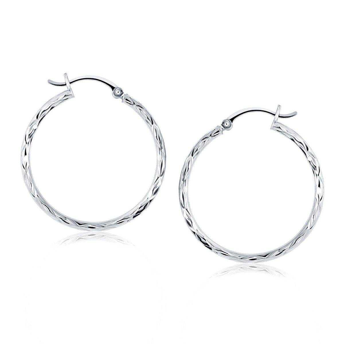 14k Diamond Cut Hoop Earrings